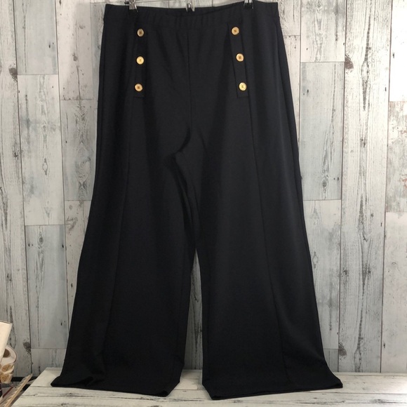 Saint + Sophia Chelsea Wide Leg Navy Jersey Pant 16 - Picture 1 of 10